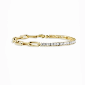 Baguette Cut Moissanite and Paperclip Chain Bracelet Elegant Details