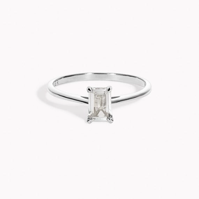 Baguette Ring White Topaz Silver - Charlotte Vibrant Finish Casual Wear