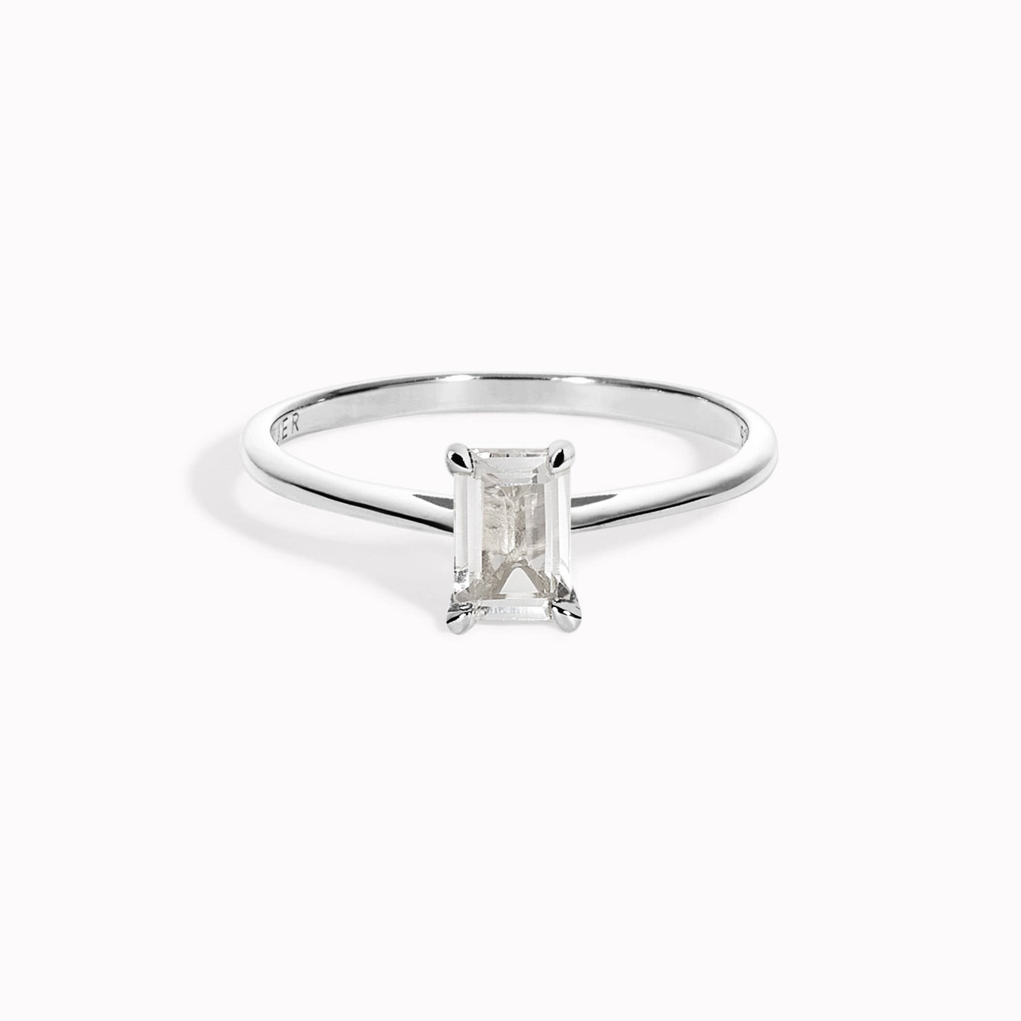 Baguette Ring White Topaz Silver - Charlotte Precious Jewelry