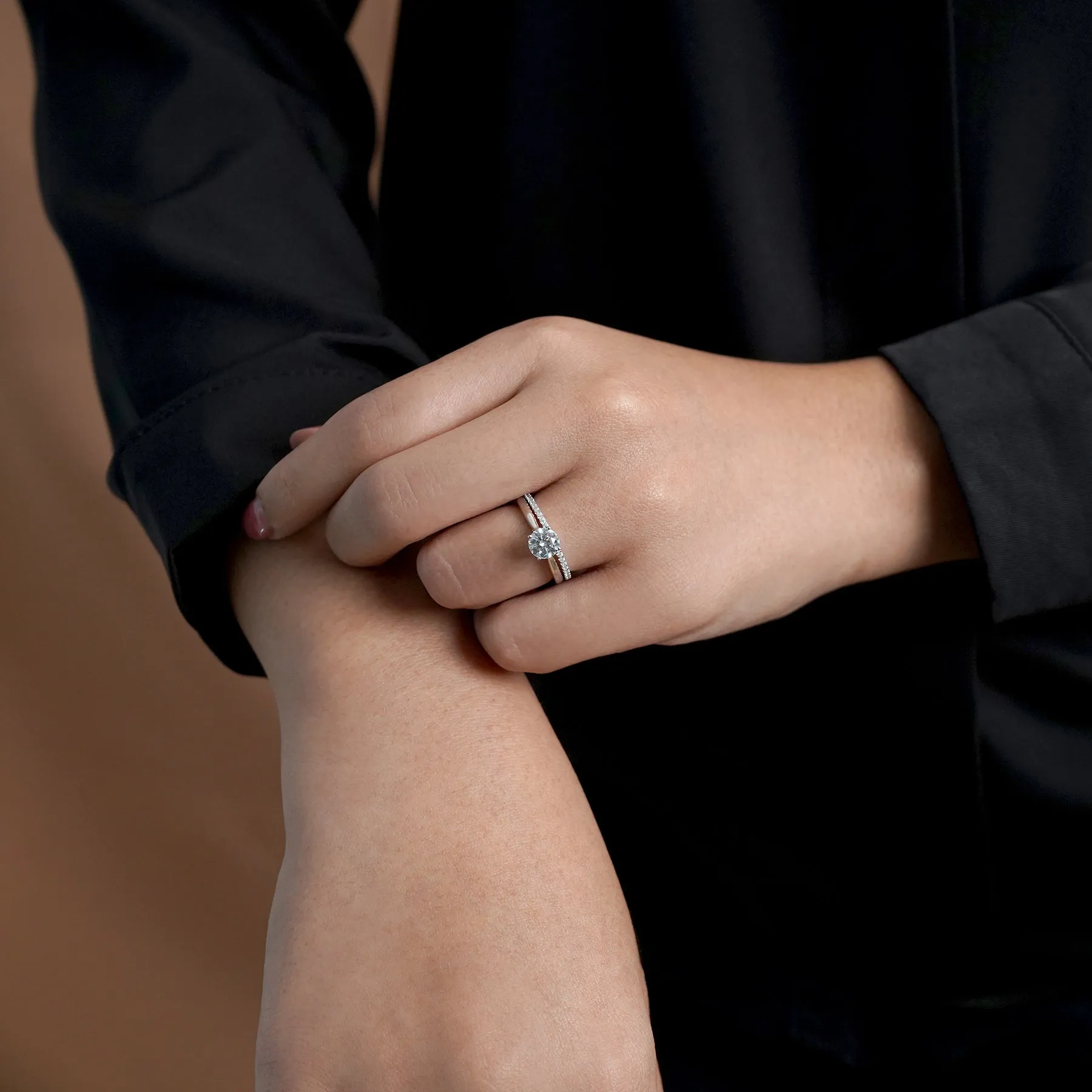 Four Prong 1.25 Carat Round Cut Moissanite Bridal Set Luxurious Craft