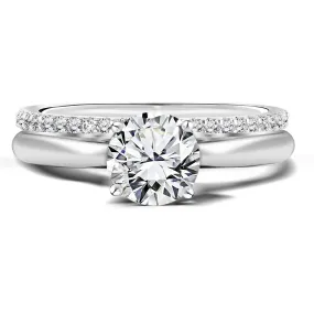 Romantic Vibe Four Prong 1.25 Carat Round Cut Moissanite Bridal Set