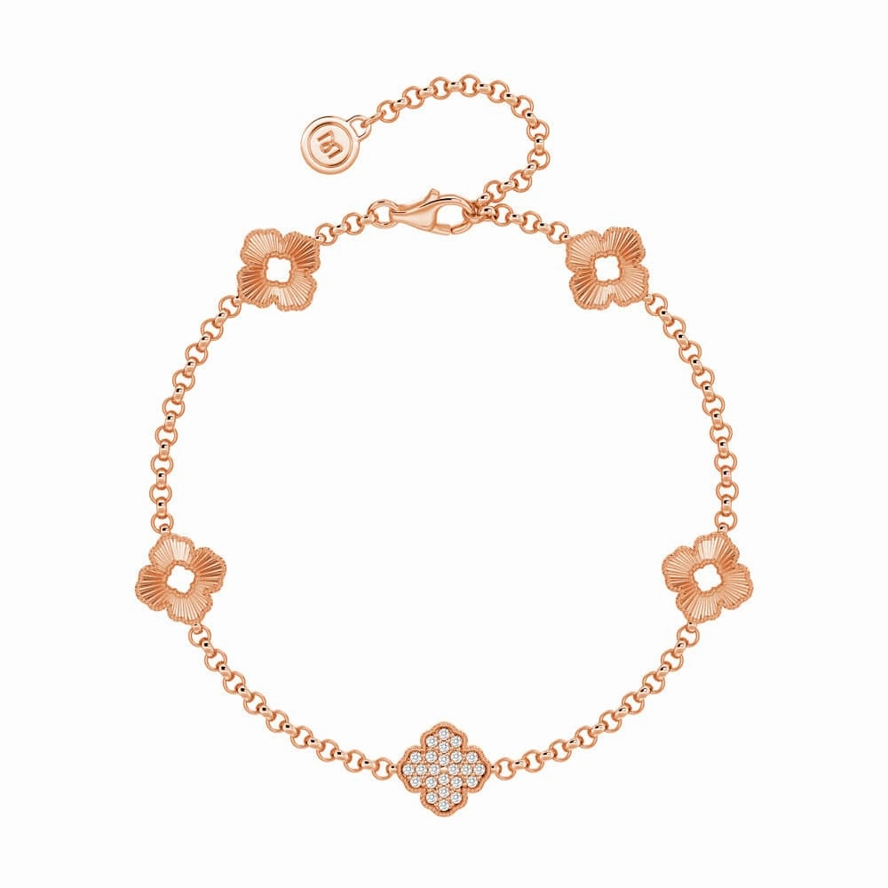 Blooming Petals Four Leaf Clover Lab Grown Diamond Bracelet Glam Glow