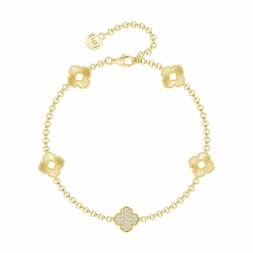 Blooming Petals Four Leaf Clover Lab Grown Diamond Bracelet Bold Glance