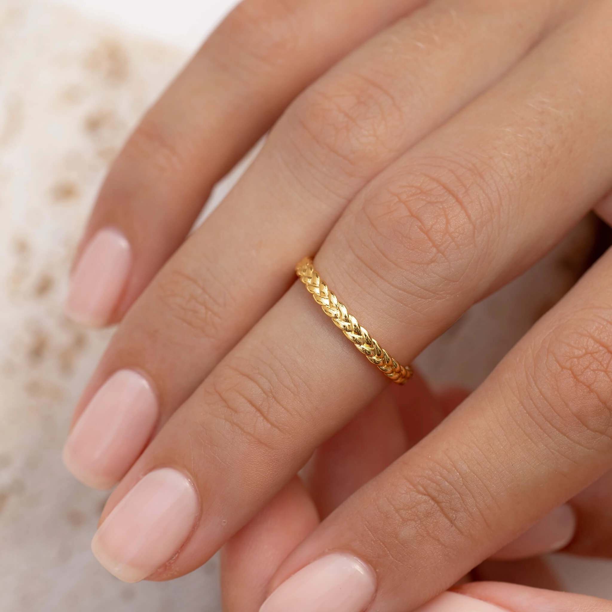 Minimal Accent Braid Ring - Lena