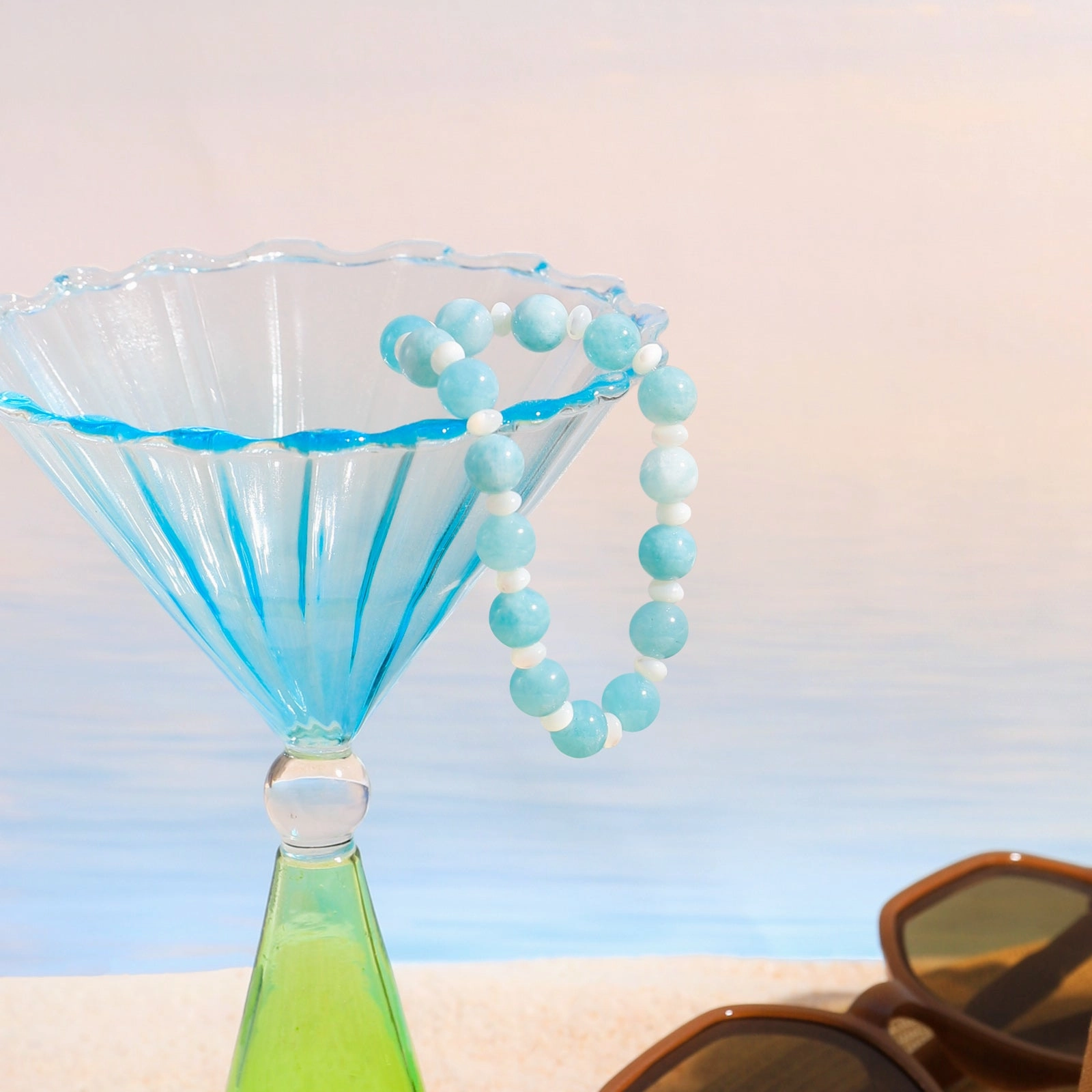 Gloss Accent Captivating Piece Turquoise Bead Bracelet