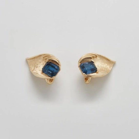 Vintage Blue Trifari Leaf Earrings Premium Sparkle