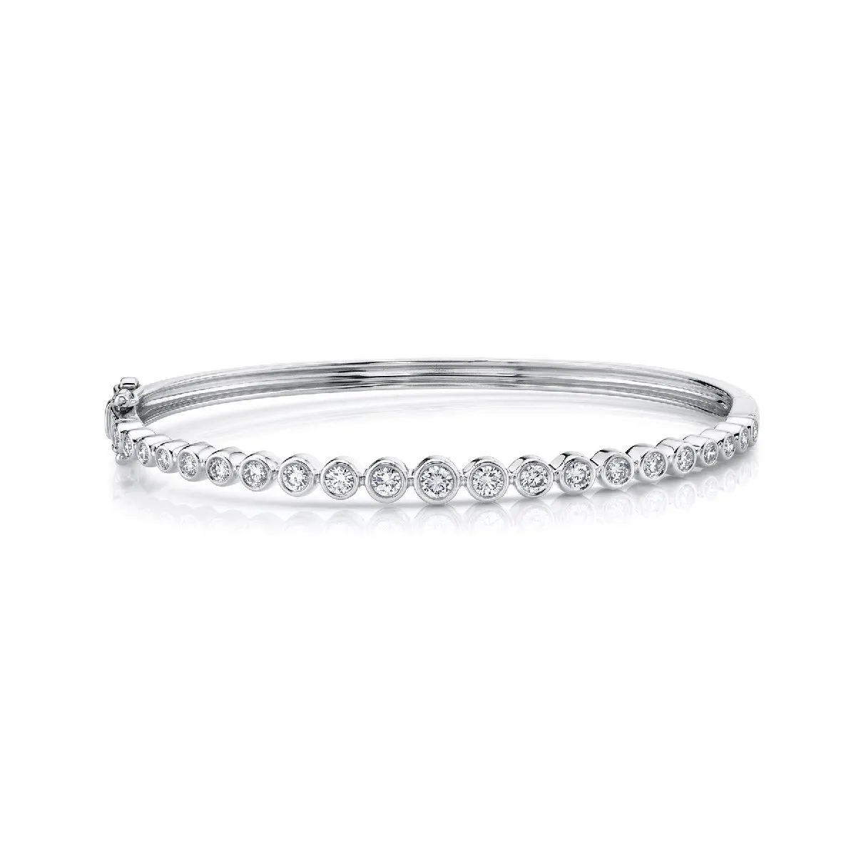 Elegant Charm Bangle Diamond Bracelet in 14K White Gold (1.07ctw)