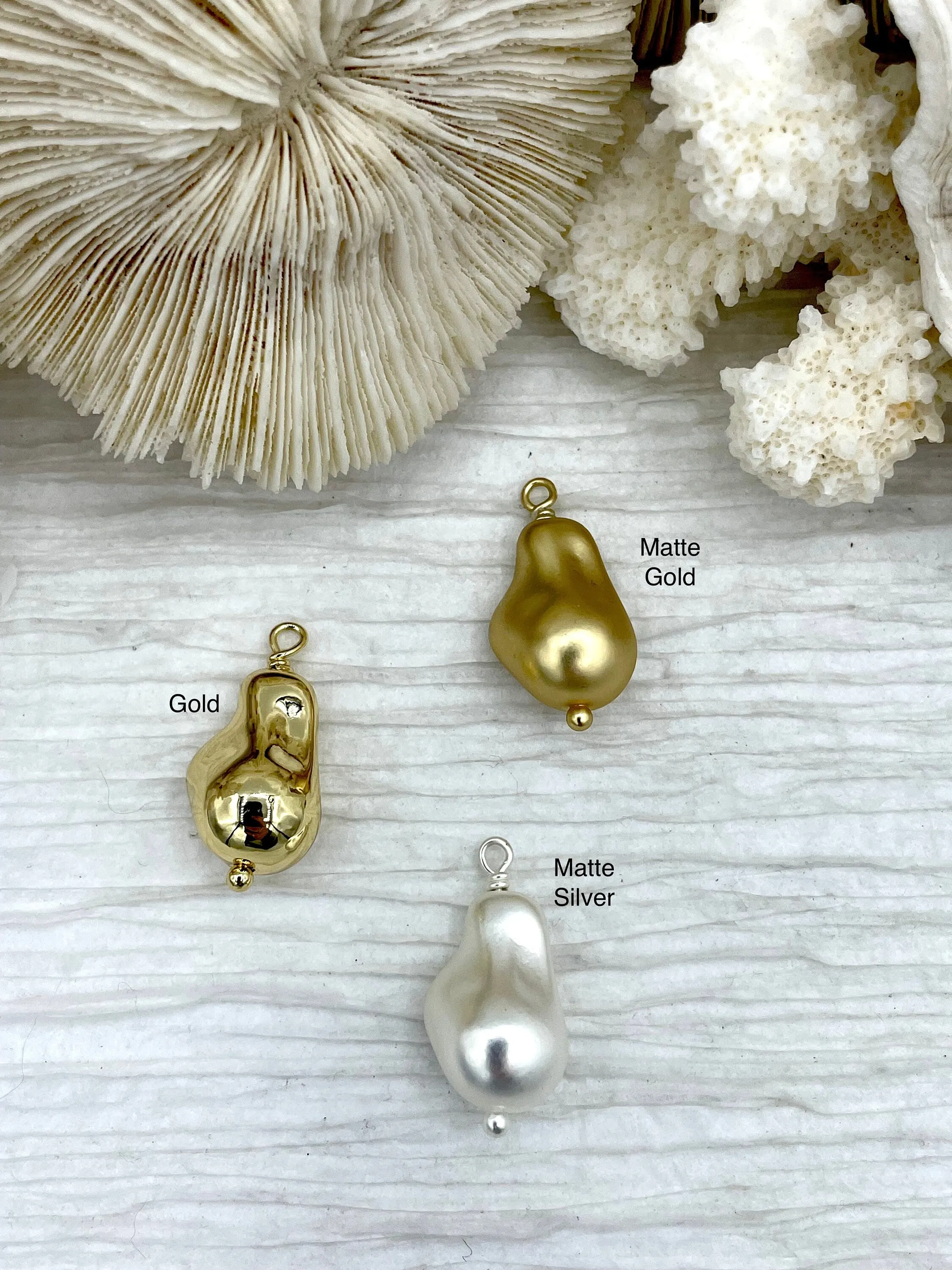 Baroque Pearl Replica Pendant, Zinc Alloy Pearl Replica, Baroque Shape Pearl Pendant, Large Baroque Hand Wire wrapped, 3 colors, Fast Ship Bohemian Accent