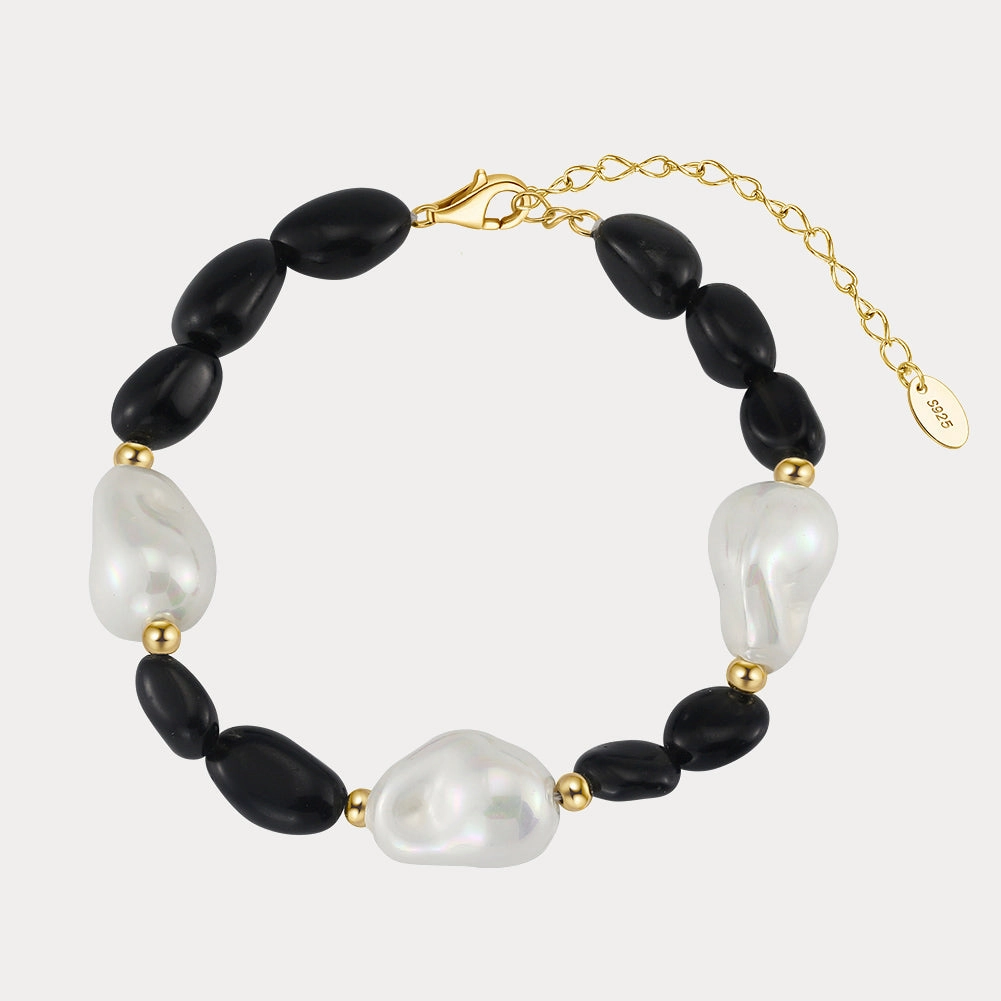 Petite Accent Charming Gifts Baroque Pearl Obsidian Bracelet