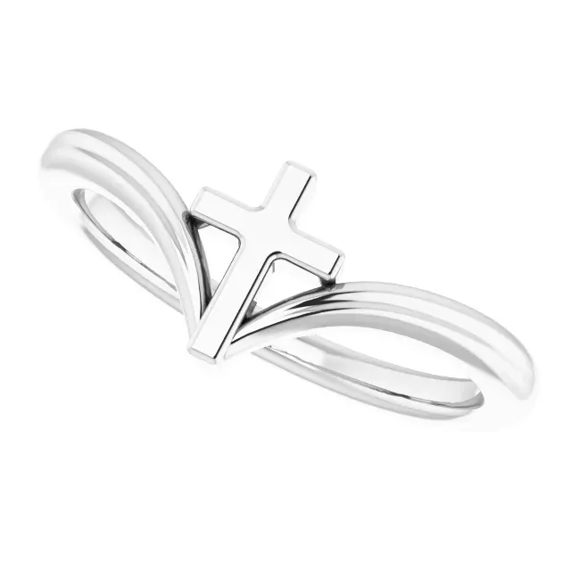 14K White Cross Ring Durable Accessory Distinctive Accessory