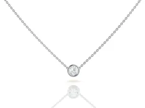 Beautiful bezel set Round Cut Diamond Pendant Necklace in 18K White Gold Plating over Silver Classic Ornament Gift For Wife