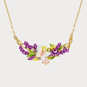 Bold Mood Lavender Butterfly Necklace with Pink Crystal
