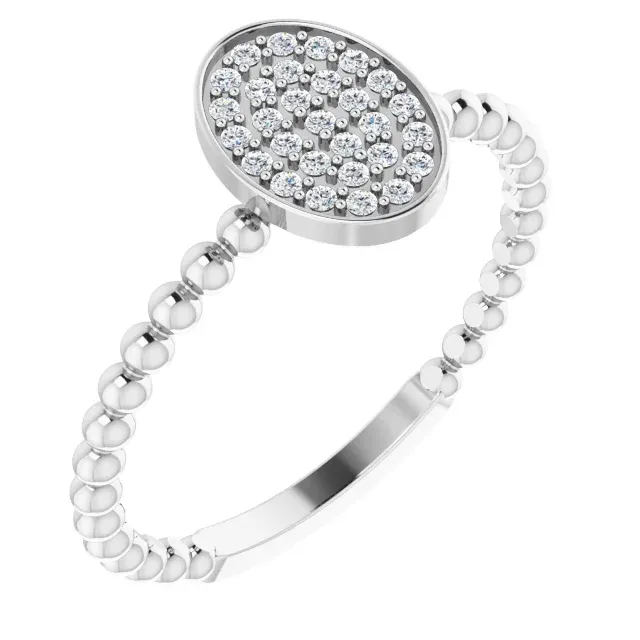 Casual Contour 14K White 1/6 CTW Diamond Cluster Beaded Ring