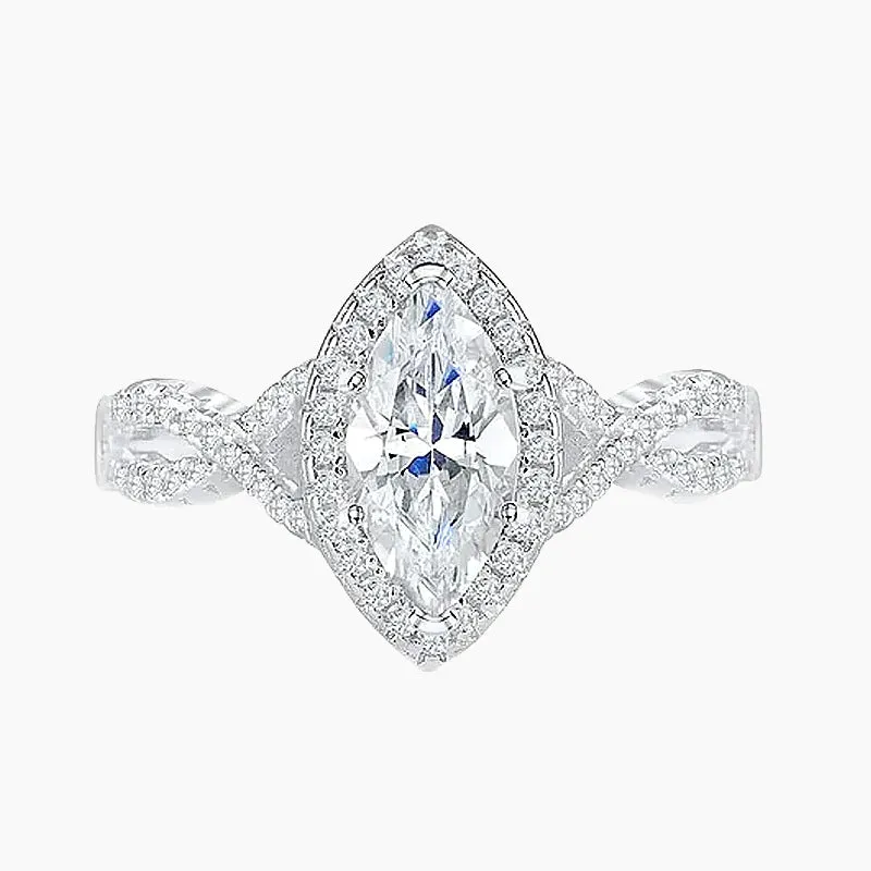 Twist Marquise Gems Ring in Sterling Silver Luxury Sparkle Glamorous Pieces