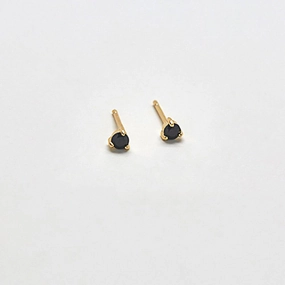 Black CZ Round Stud Earrings Fashion Layer