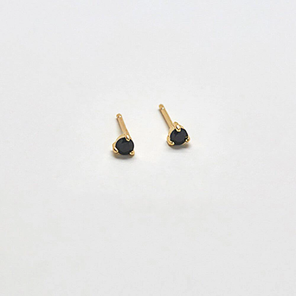 Black CZ Round Stud Earrings Fashion Layer