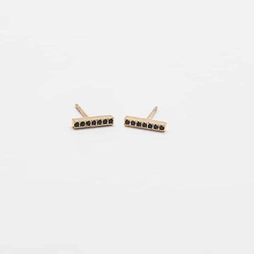 Black Pave Gold Bar Stud Earrings Charming Detail