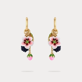 Metallic Decoration Blackberry Flower Enamel Earrings