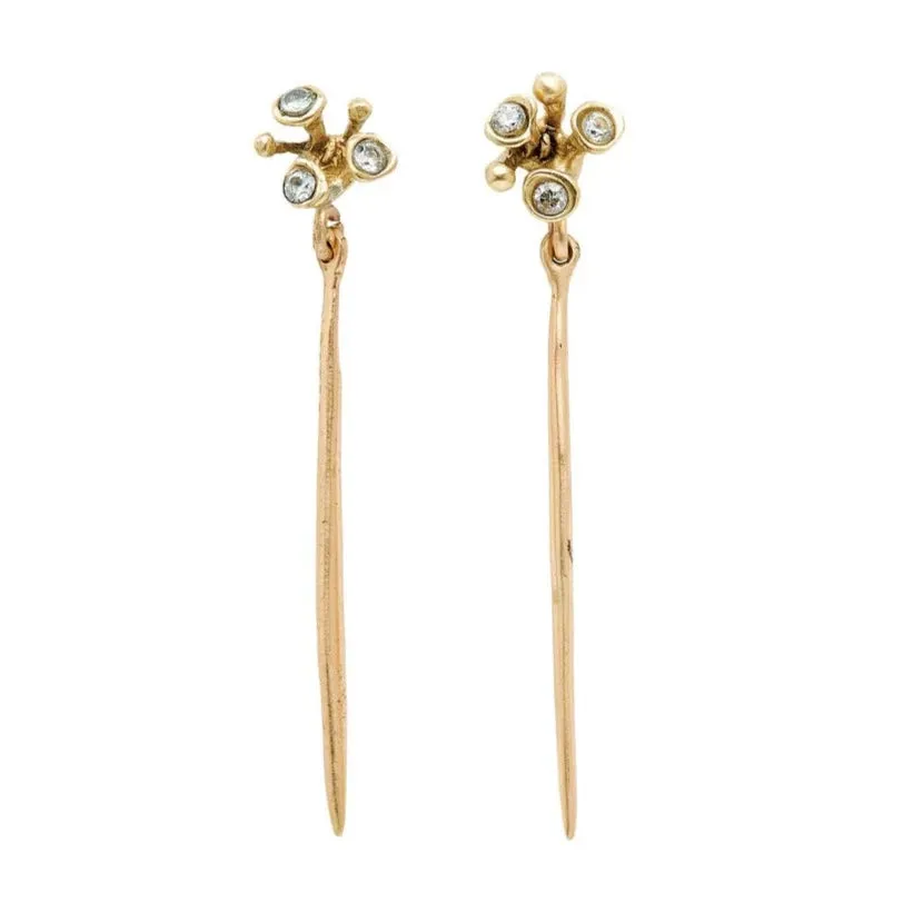 Sparkling Edge Blossom Needle Bronze Earrings