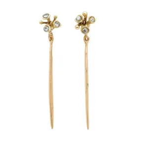 Sparkling Edge Blossom Needle Bronze Earrings