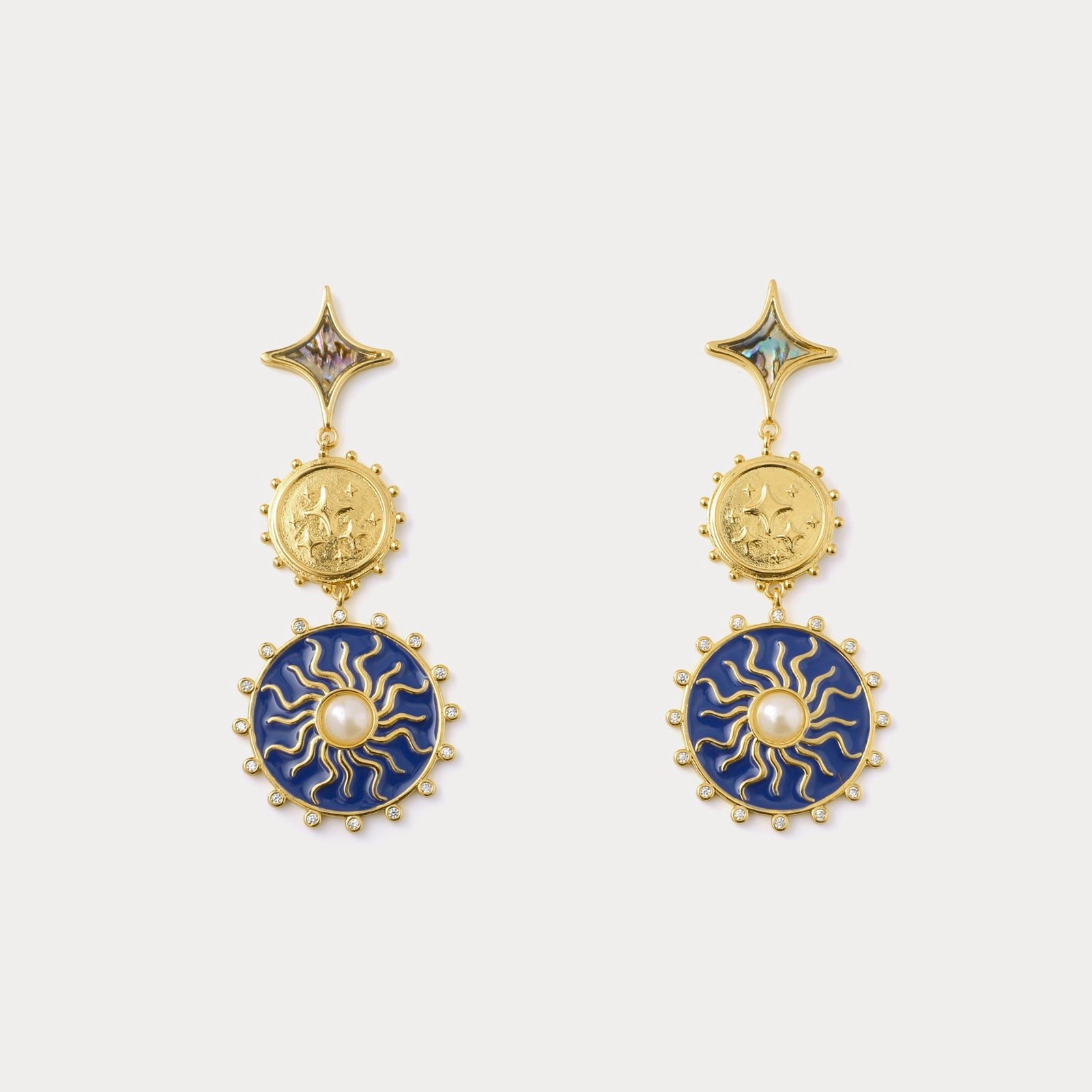 Blue Celestial Disc Earrings Stylish Look