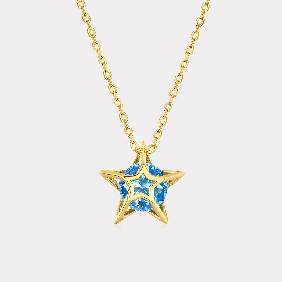 Impressive Finish Blue Spinel Pentagram Necklace
