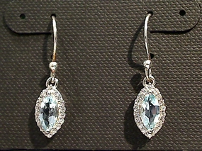 Durable Vibe Safe Adornment Blue Topaz, CZ, Sterling Silver Earrings