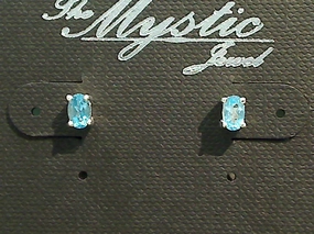 Blue Topaz, Sterling Silver 3x5MM Small Oval Stud Earrings Casual Decoration