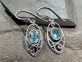 Blue Topaz, Sterling Silver Earrings Refined Piece