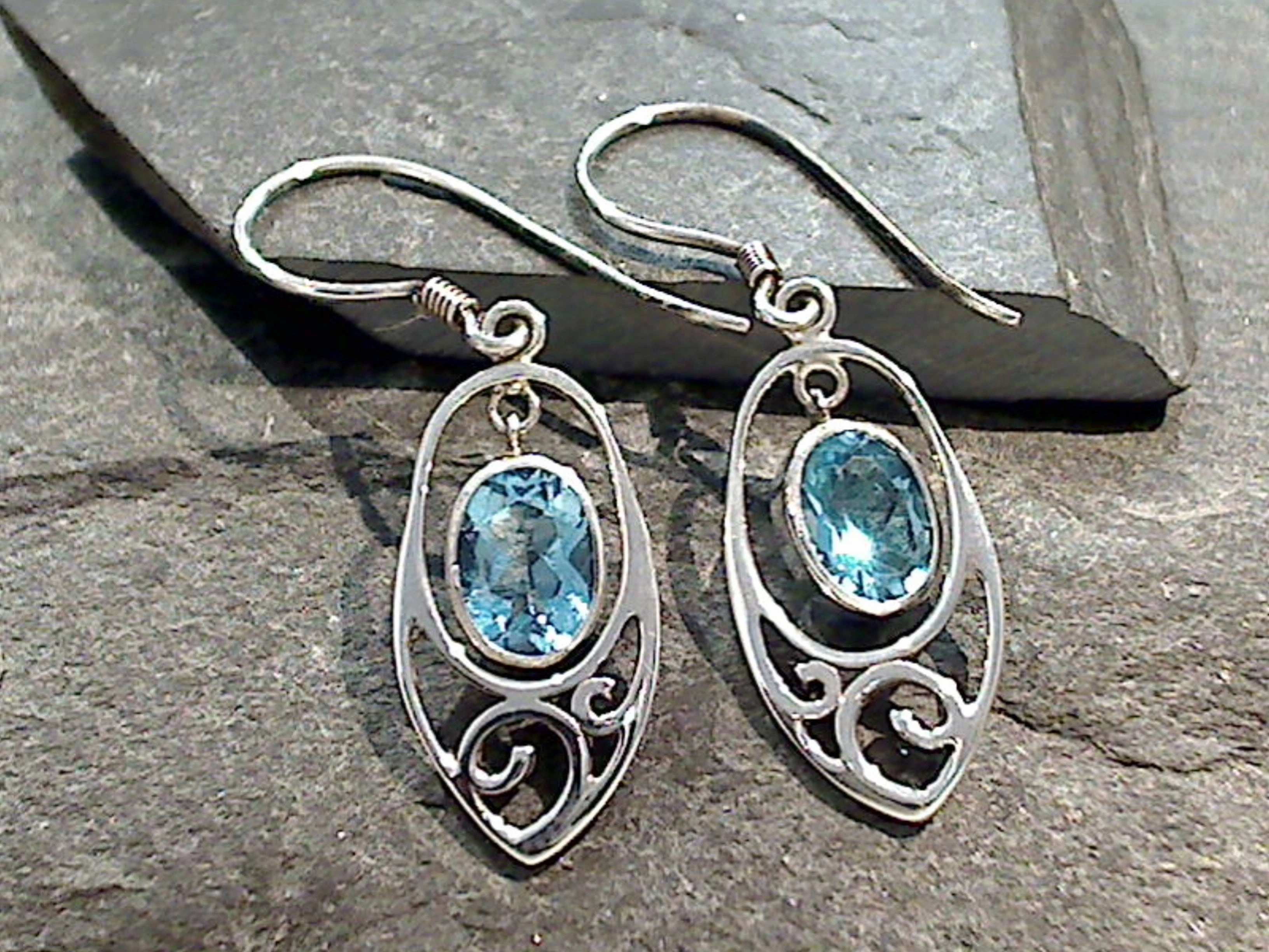 Blue Topaz, Sterling Silver Earrings Refined Piece
