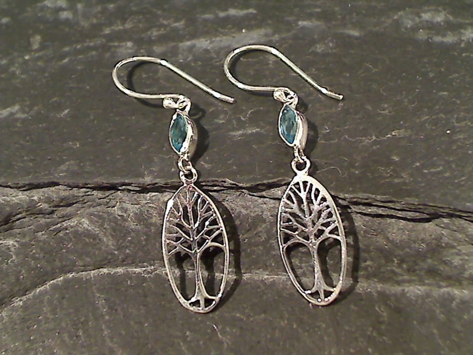 Petite Trinket Vintage Vibe Blue Topaz, Sterling Silver Earrings