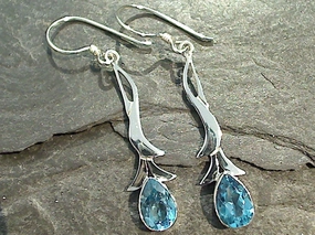 Tiny Accessory Blue Topaz, Sterling Silver Earrings