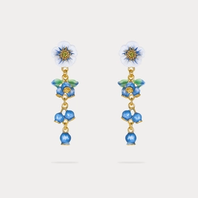 Blueberry Enamel Flower Earrings Bright Adornment Polished Must-Have