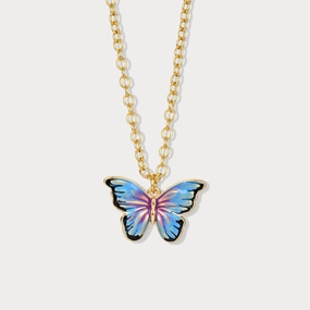 Nature Lover Bluish Violet Butterfly Necklace