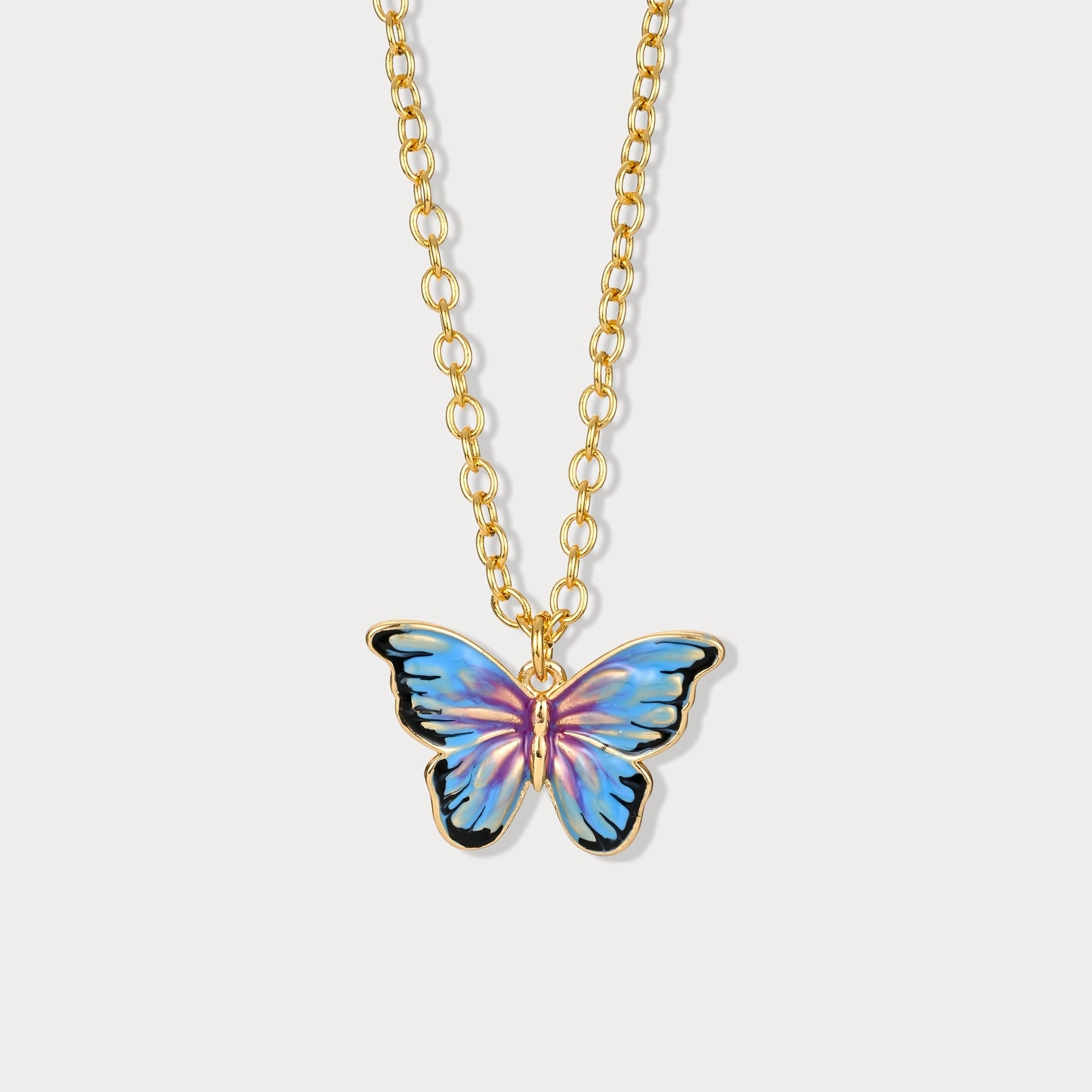 Nature Lover Bluish Violet Butterfly Necklace