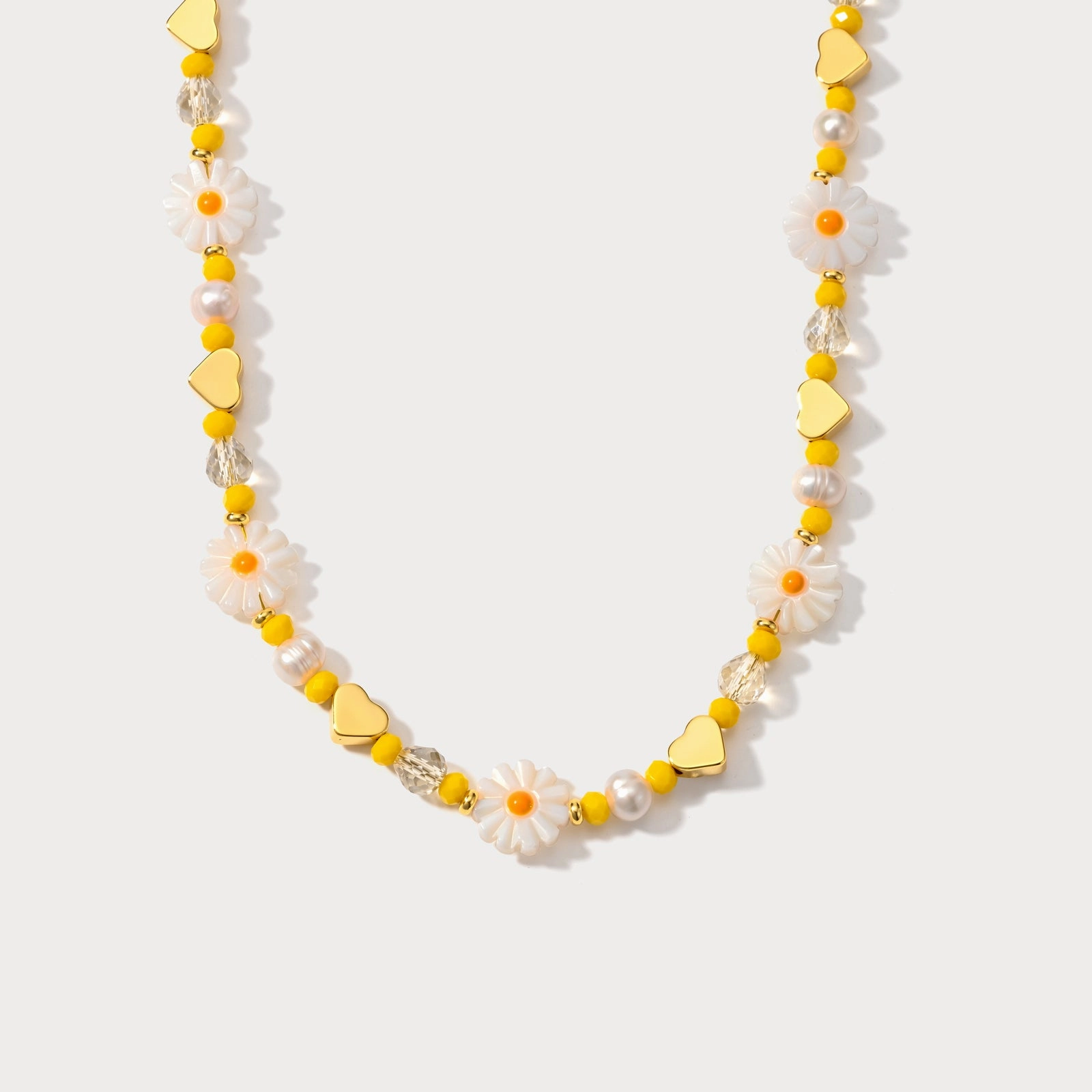 Social Accessory Secured Piece Boho Daisy Flower Beaded Necklace