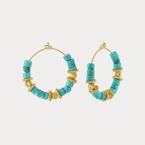 Summer Accent Artistic Accent Boho Turquoise Hoop Earrings