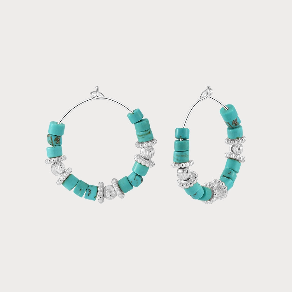 Ornate Aesthetic Winter Trinket Boho Turquoise Hoop Earrings