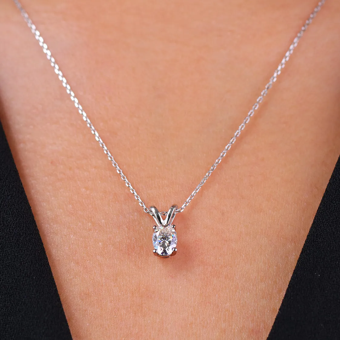 Enchanting 0.25 Carat Oval Shaped Diamond Pendant Necklace In 18K White Gold Plating Over Silver Exclusive Style For Son