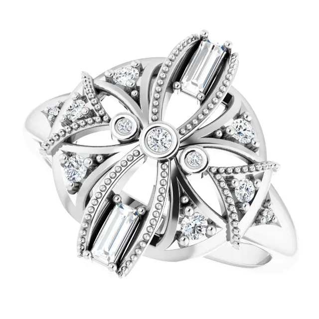 Economical Design Excellent Adornment Sterling Silver 1/4 CTW Diamond Vintage-Inspired Ring
