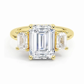 Hidden Halo Emerald Cut Three Stone Moissanite Engagement Ring Chic Update