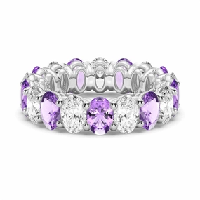 Casual Fit 6.6 CT. Lab Grown White Sapphire with Purple  Amethyst  Gemstone Band