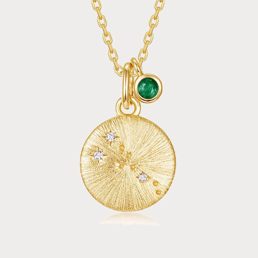 Daring Look Bold Texture Zodiac Birthstone Necklace