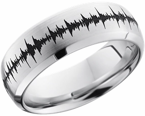 Cobalt chrome 8mm domed band with a laser-carved soundwave Unique Accent