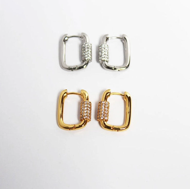 Cool Moment Despoina Dainty Square Hoops with CZs