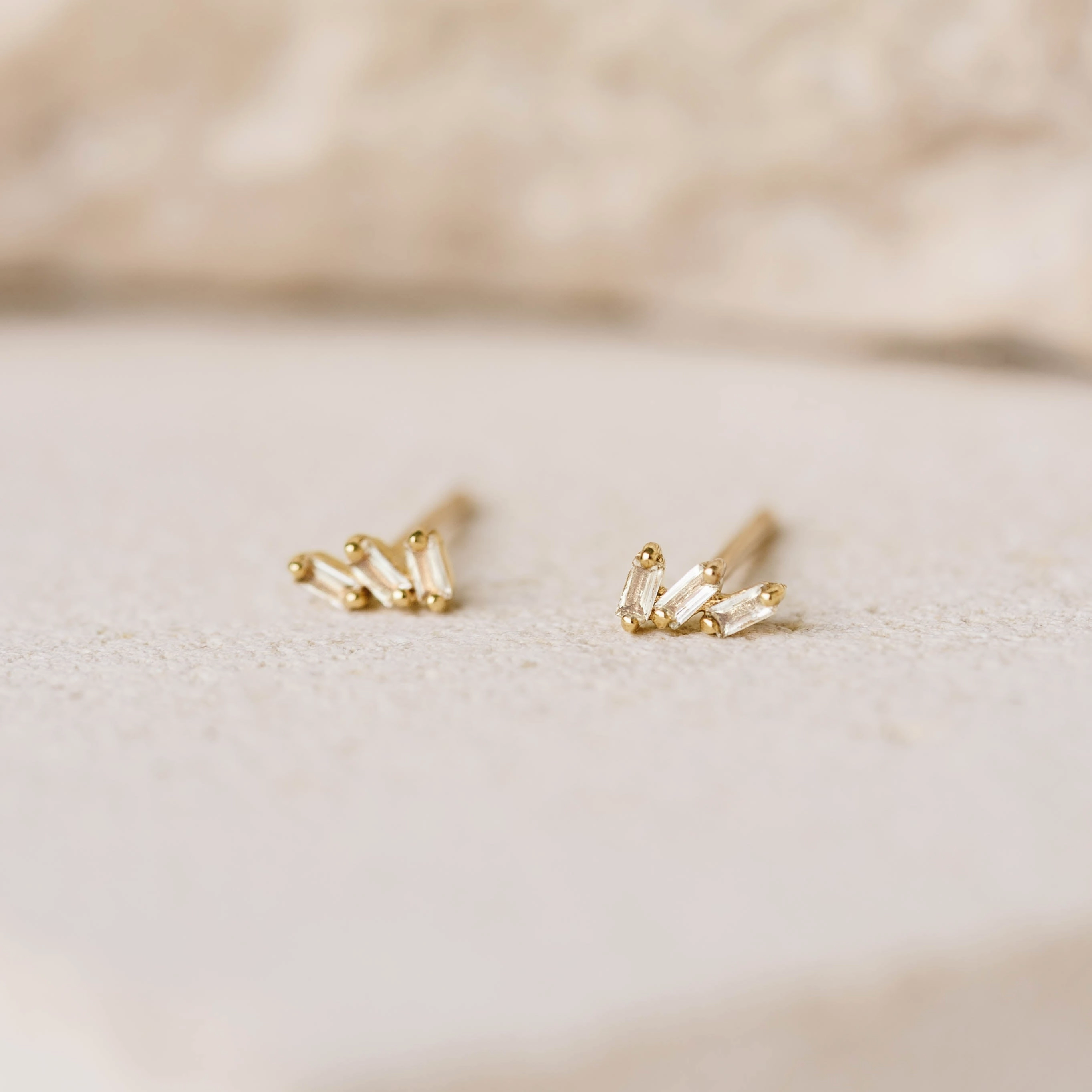 Baguette Cluster Gemstone Stud Earrings - Lovise Stylish Highlight