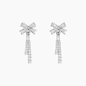 Bow Design Sterling Silver Drop Earrings Exclusive piece