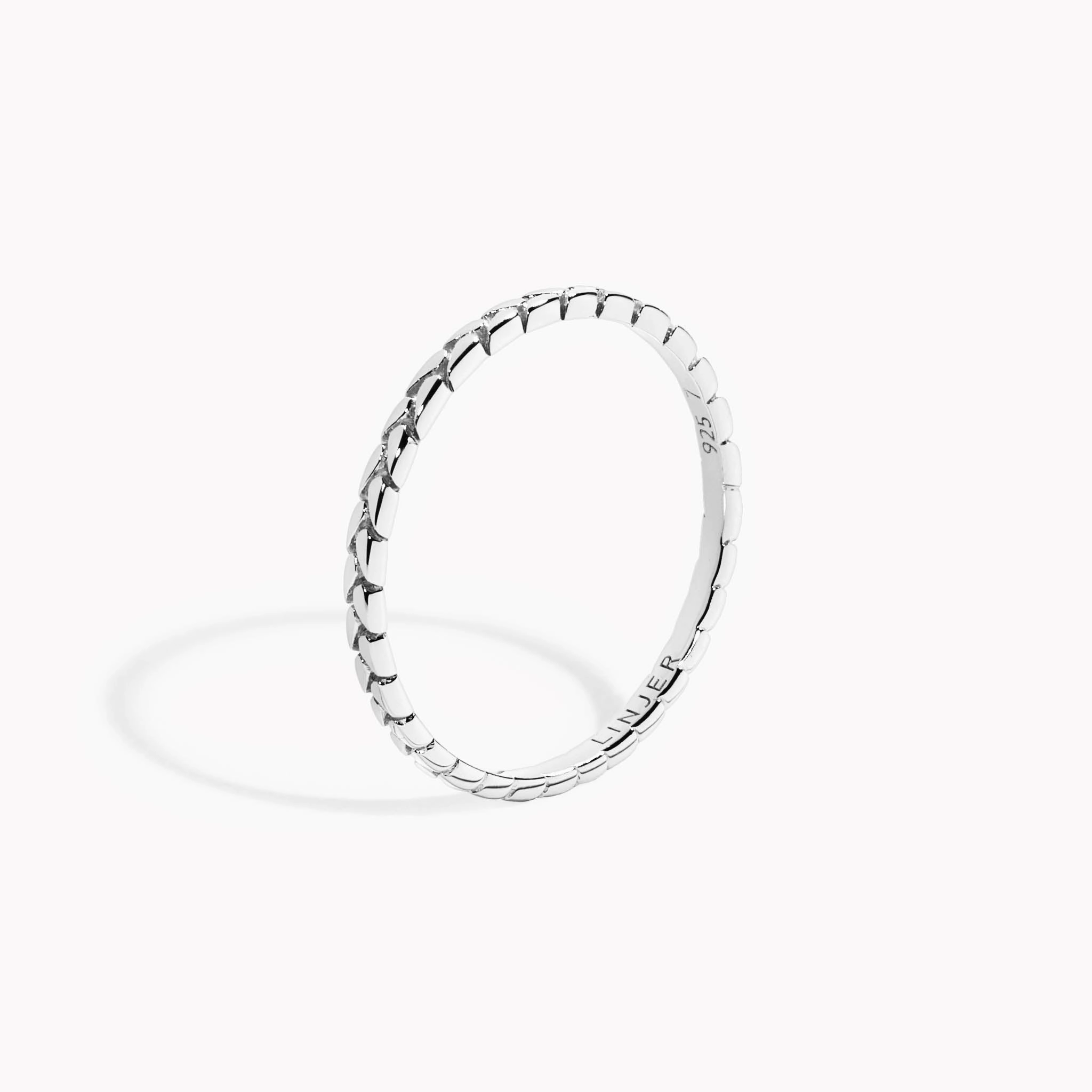 Sleek Finish Braided Silver Ring - Lillian