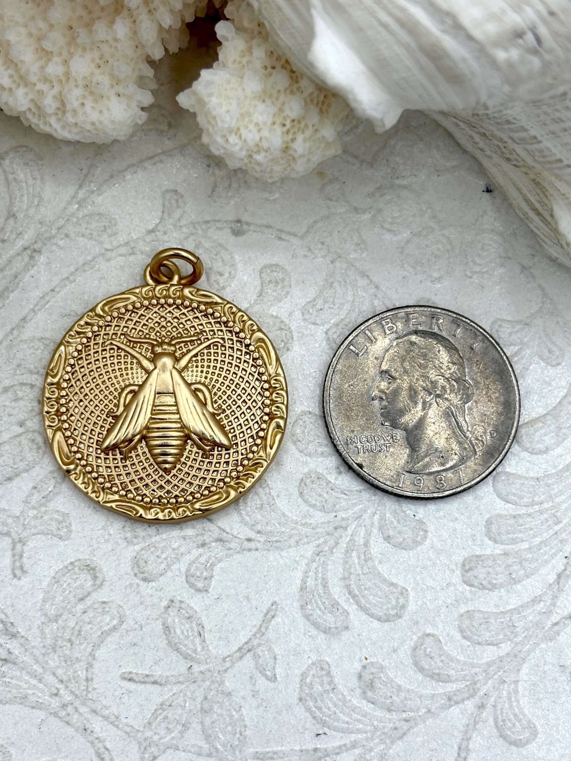 Modern Highlight Brass Gold or Rhodium Plated Bee Pendant, Bee Charm,Bumblebee Pendant, High Quality Brass Pendants, Gold, Silver & Matte Gold.42mm Fast Ship