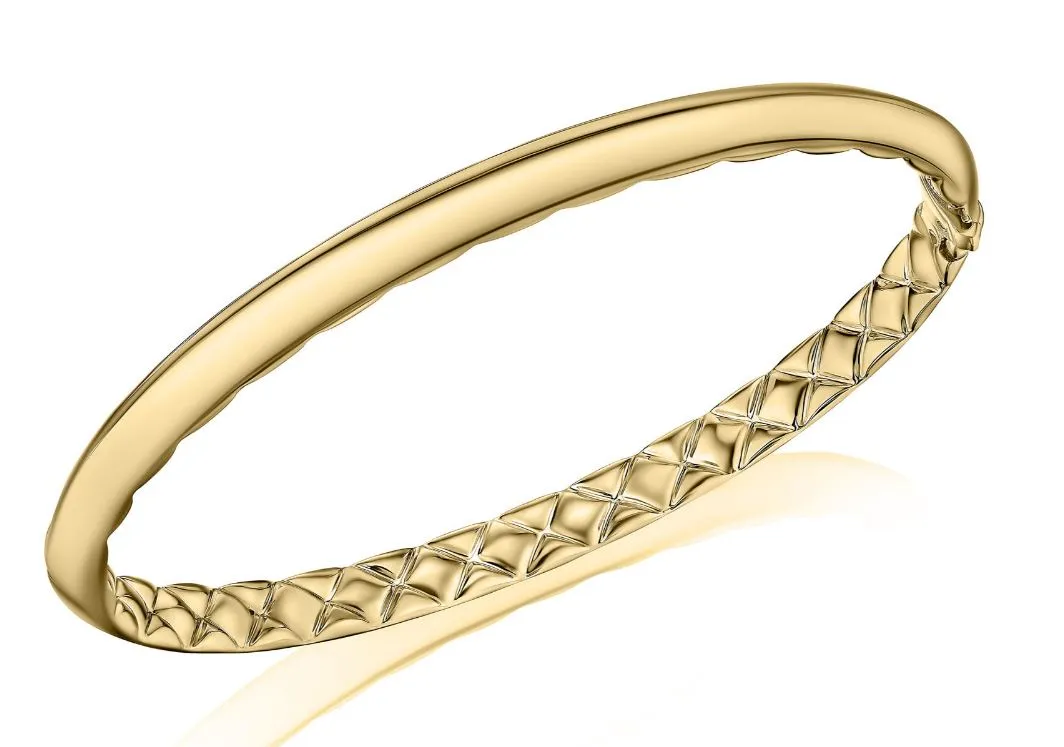 Artistic Accent A. JAFFE Quilted 6.5 inch Bangle Bracelet in 14K Yellow Gold